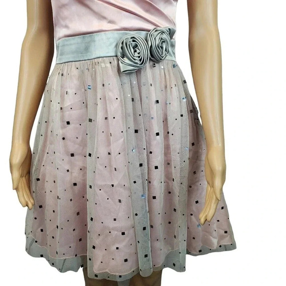 B Darlin Size 9/10 Pink and Green Strapless Knee Length Tule Formal Dress - Picture 5 of 9